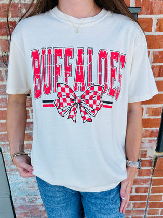 Buffaloes Block & Bow Graphic Tee-Harps & Oli-Shop Anchored Bliss Women's Boutique Clothing Store