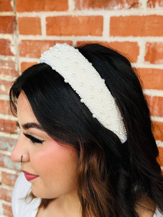 Crown of Pearls Headband • White-Stacey Kluttz-Shop Anchored Bliss Women's Boutique Clothing Store