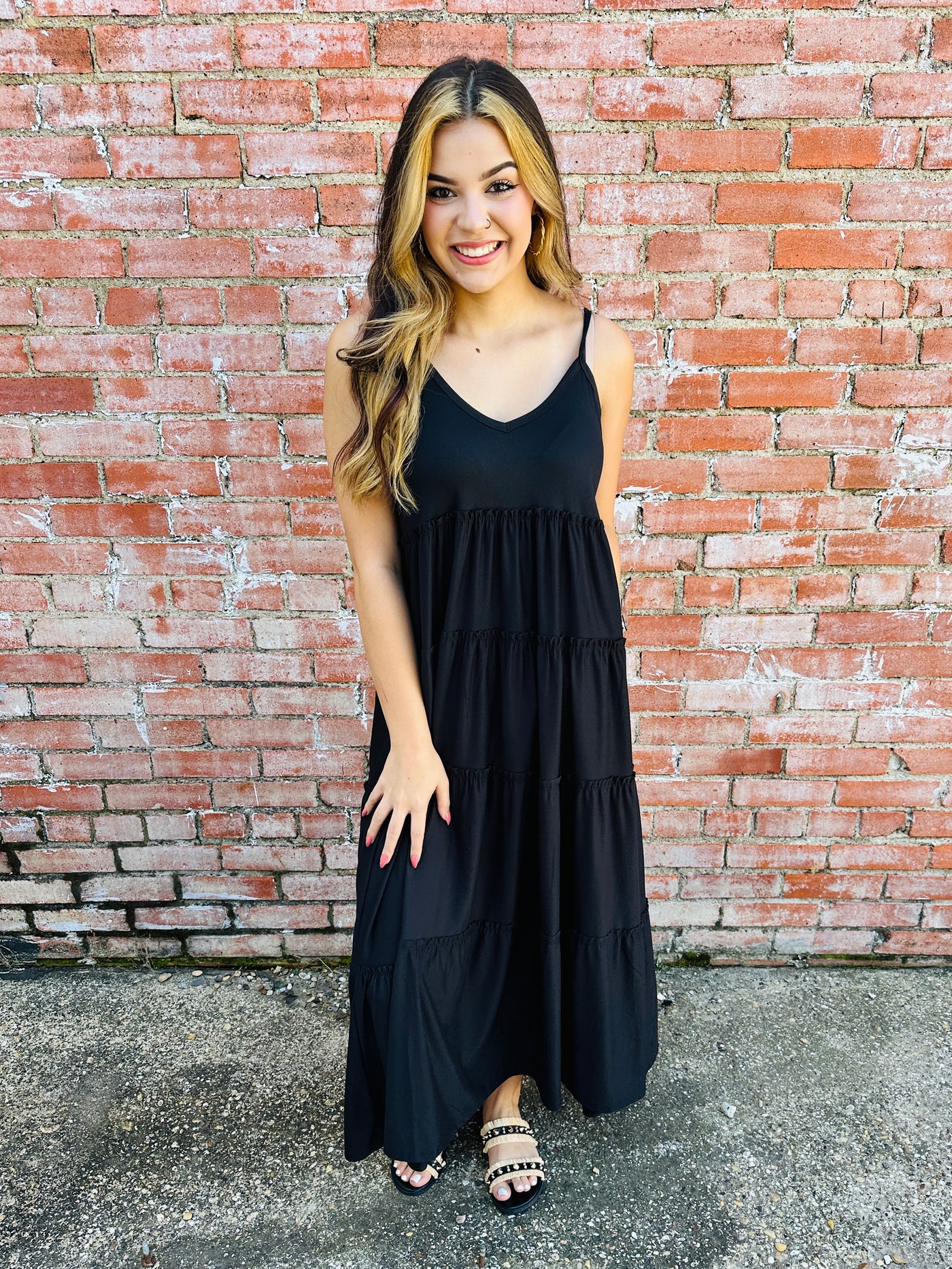 Hooked On You V-Neck Maxi Dress • Black-Zenana-Shop Anchored Bliss Women's Boutique Clothing Store