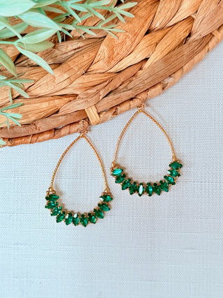 Jackie Jeweled Teardrop Earrings • Green-SM Style-Shop Anchored Bliss Women's Boutique Clothing Store