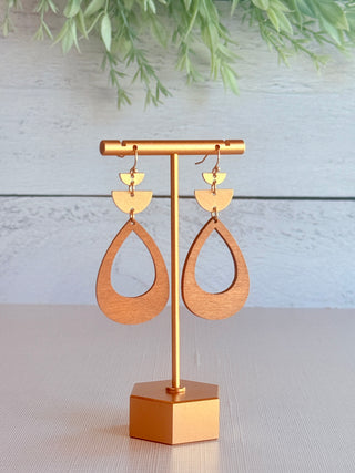 Tracy Wooden Teardrop Earrings • Brown-DMC-Shop Anchored Bliss Women's Boutique Clothing Store
