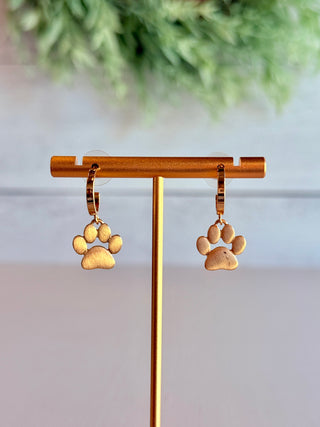 Shiny Gold Paw Hoop Earrings-DMC-Shop Anchored Bliss Women's Boutique Clothing Store