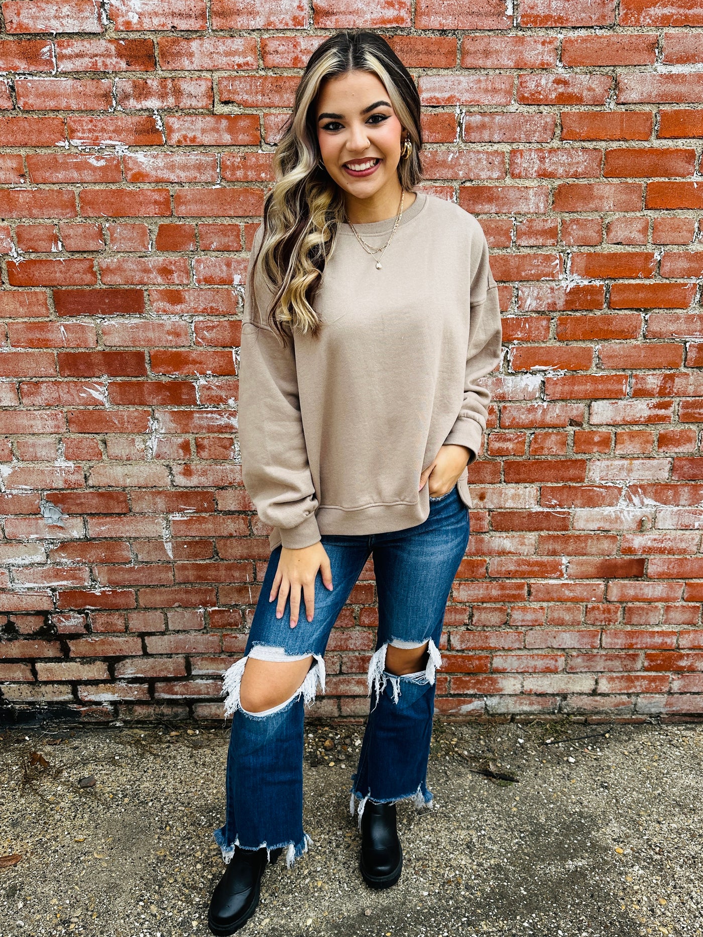 Cozy With You Oversized Sweatshirt • Sand-Risen-Shop Anchored Bliss Women's Boutique Clothing Store