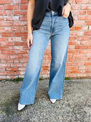 Judy Blue Checking You Out Wide Leg Jeans-Judy Blue-Shop Anchored Bliss Women's Boutique Clothing Store