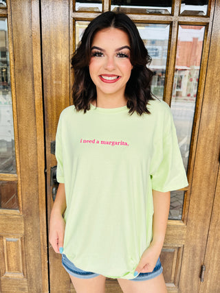 I Need a Margarita Embroidered Tee-Harps & Oli-Shop Anchored Bliss Women's Boutique Clothing Store