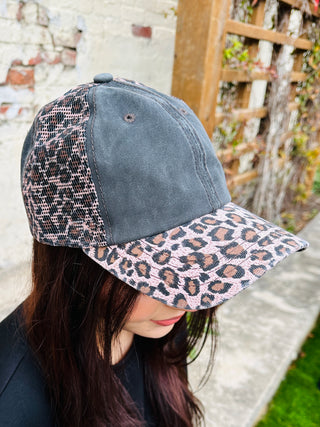 Blush Leopard Mesh Side Panel Hat-DMC-Shop Anchored Bliss Women's Boutique Clothing Store