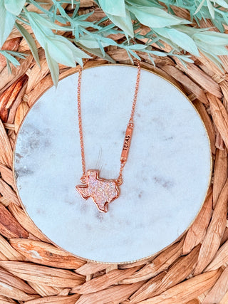 Southern Sparkle Texas Necklace • Rose Gold-Stacey Kluttz-Shop Anchored Bliss Women's Boutique Clothing Store
