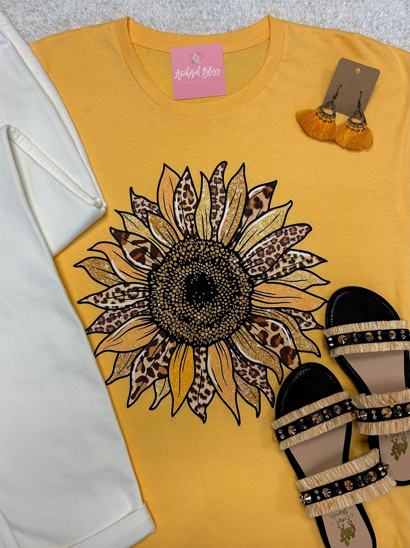 Leopard Sunflower Graphic Tee-Harps & Oli-Shop Anchored Bliss Women's Boutique Clothing Store