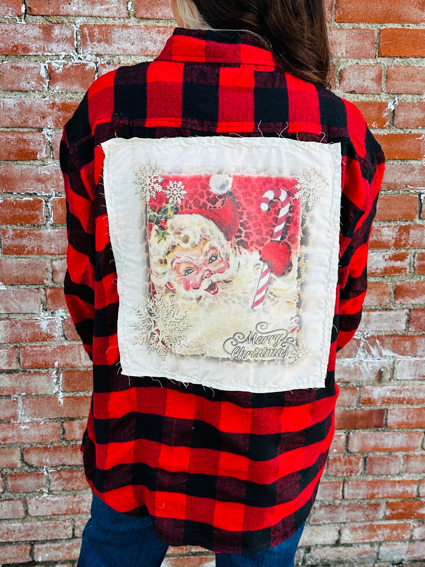 Vintage Santa Buffalo Plaid Flannel-Bling A Go Go-Shop Anchored Bliss Women's Boutique Clothing Store