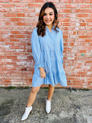 Dream Come True Striped Dress • Blue-She+Sky-Shop Anchored Bliss Women's Boutique Clothing Store