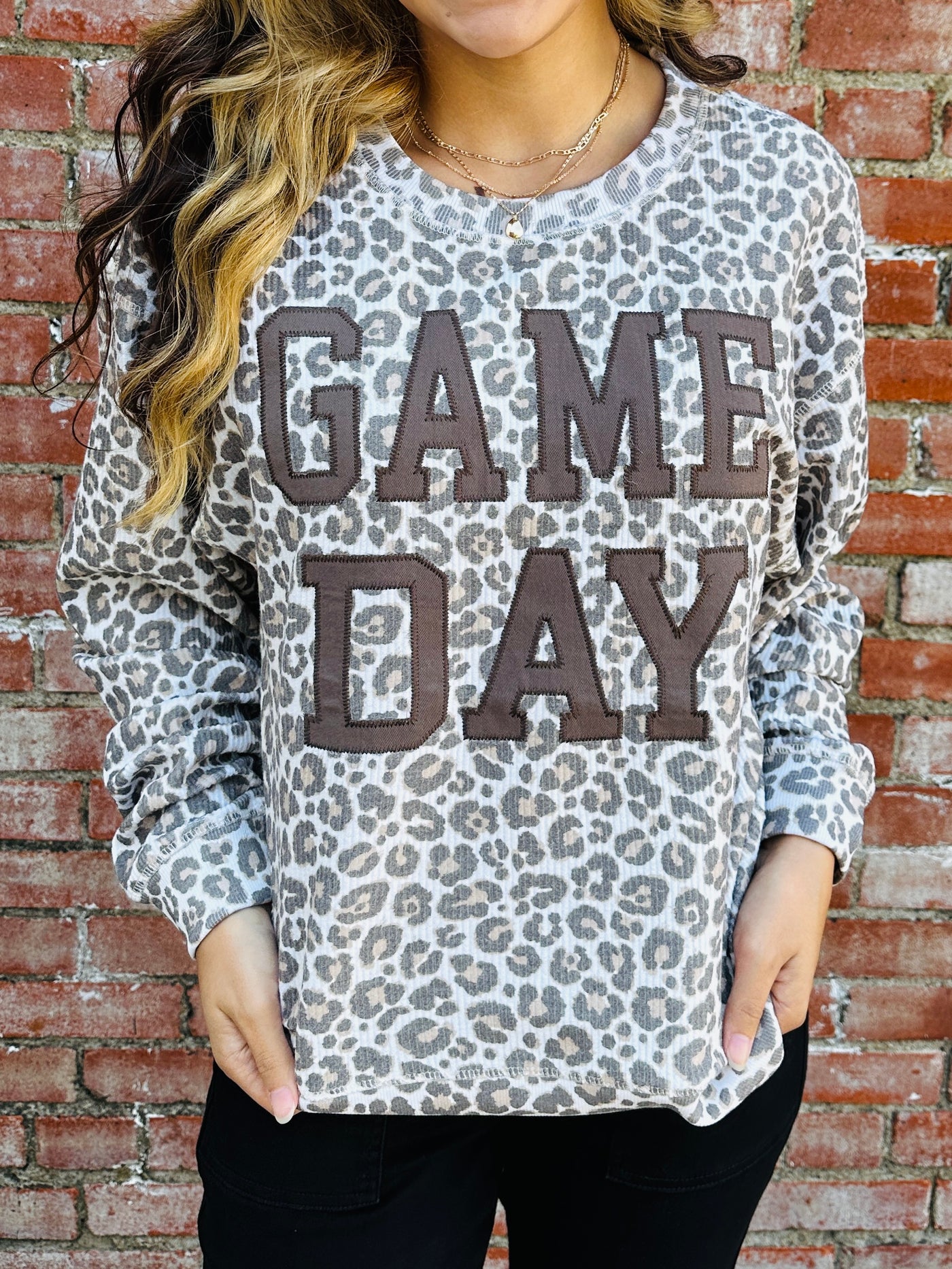 Game Day Leopard Corded Pullover-Spirit To A Tee-Shop Anchored Bliss Women's Boutique Clothing Store