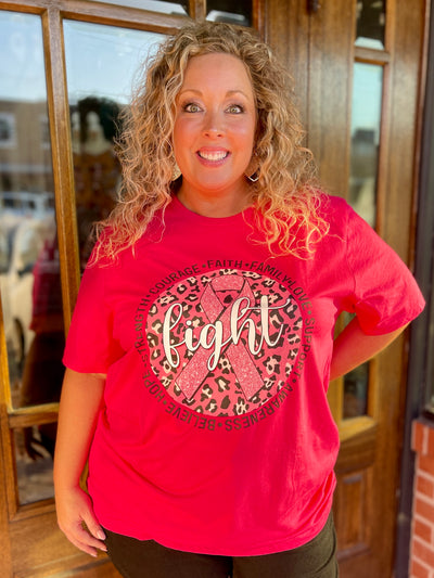 Pink Out Leopard Fight Graphic Tee-Harps & Oli-Shop Anchored Bliss Women's Boutique Clothing Store