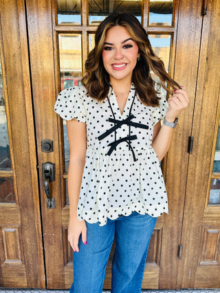 It’s About Time Polka Dot Blouse • Cream-Stacey Kluttz-Shop Anchored Bliss Women's Boutique Clothing Store