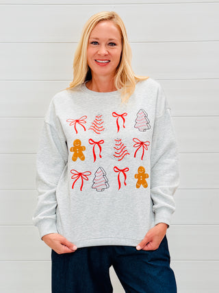 Gingy Cakes Embroidered Christmas Sweatshirt-Simply Southern-Shop Anchored Bliss Women's Boutique Clothing Store