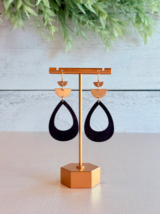 Tracy Wooden Teardrop Earrings • Black-DMC-Shop Anchored Bliss Women's Boutique Clothing Store