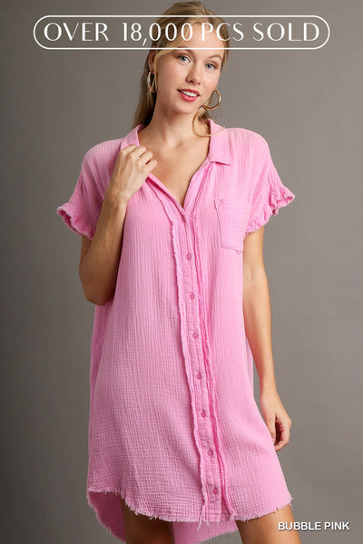 See So Clear Button Down Dress • Candy Pink-Tracy Zelenuk-Shop Anchored Bliss Women's Boutique Clothing Store