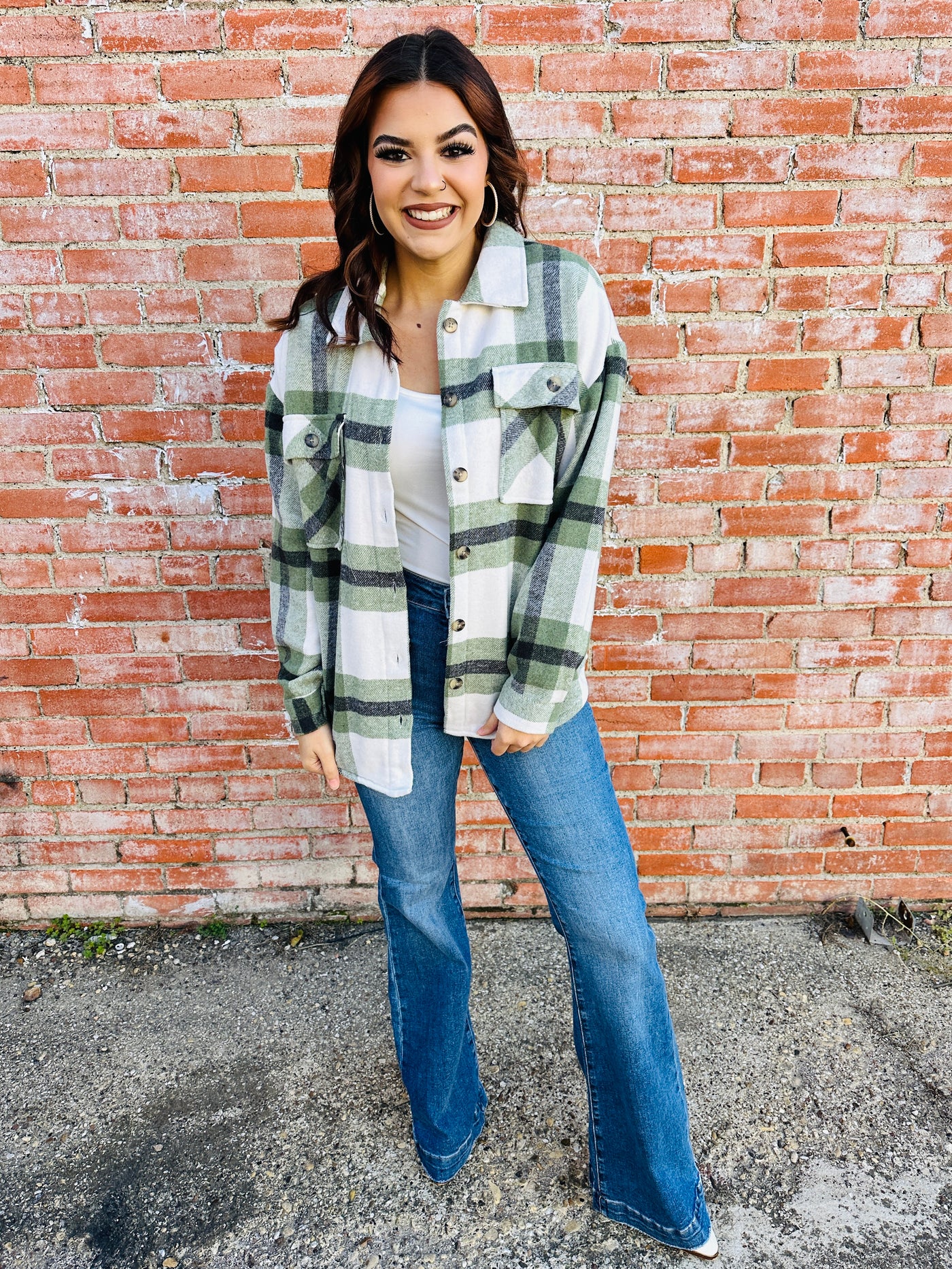 Everywhere With You Flannel Shacket • Green-Ace Trading-Shop Anchored Bliss Women's Boutique Clothing Store