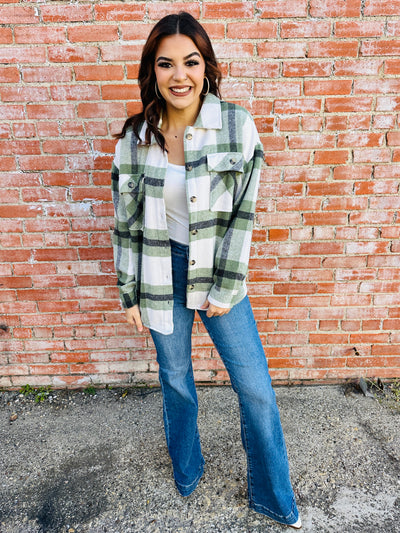 Everywhere With You Flannel Shacket • Green-Ace Trading-Shop Anchored Bliss Women's Boutique Clothing Store