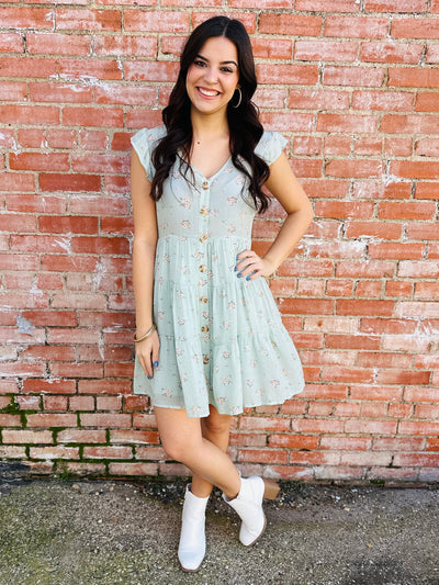Take Me Away Floral Button Up Dress • Sage-Blu Pepper-Shop Anchored Bliss Women's Boutique Clothing Store