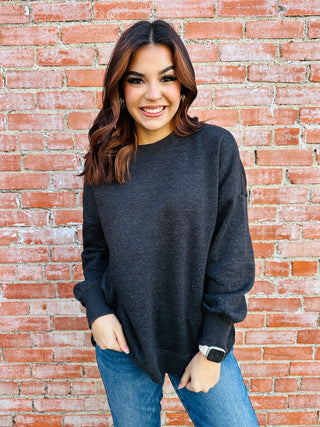 Coziest By Your Side Acid Washed Pullover • Black-Zenana-Shop Anchored Bliss Women's Boutique Clothing Store