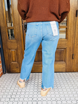 Risen Contrasting Love Slouchy Cropped Barrel Denim Jeans-Risen-Shop Anchored Bliss Women's Boutique Clothing Store