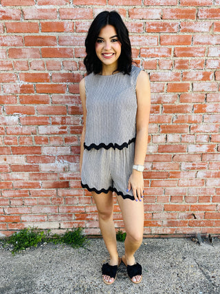 Lost in Time Striped Set • Cream-Blu Pepper-Shop Anchored Bliss Women's Boutique Clothing Store