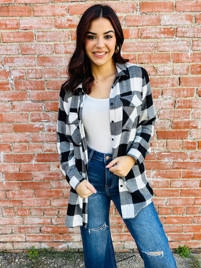 Wild Expectations Plaid Top•Black and White-Stacey Kluttz-Shop Anchored Bliss Women's Boutique Clothing Store