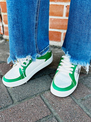 Maker’s Game Day Sneakers • Green & Silver-Stacey Kluttz-Shop Anchored Bliss Women's Boutique Clothing Store