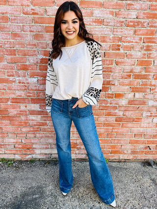 Let it Go Leopard Top • Oatmeal-Bibi-Shop Anchored Bliss Women's Boutique Clothing Store