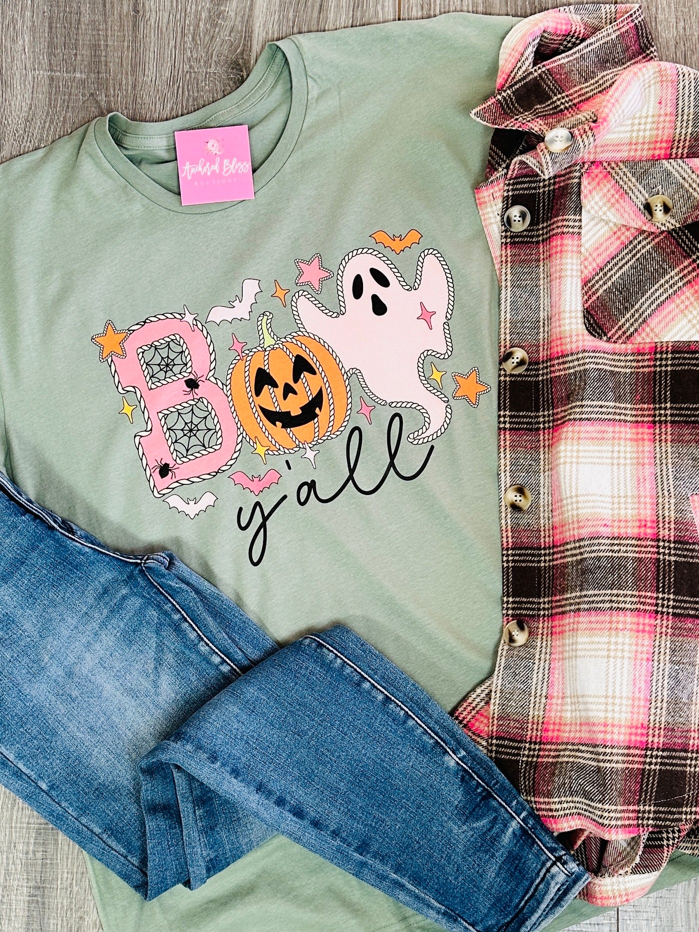 Boo Y'all Western Graphic Tee-Harps & Oli-Shop Anchored Bliss Women's Boutique Clothing Store