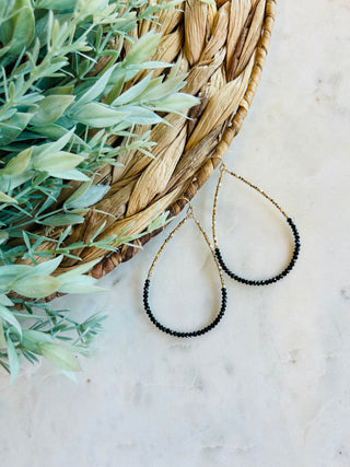 Jasmine Beaded Teardrop Earrings • Black-DMC-Shop Anchored Bliss Women's Boutique Clothing Store