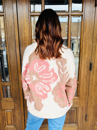Eyes Wide Open Flower Print Cardigan • Cream Mix-Stacey Kluttz-Shop Anchored Bliss Women's Boutique Clothing Store