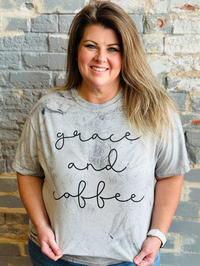 Grace and Coffee Graphic Tee-Harps & Oli-Shop Anchored Bliss Women's Boutique Clothing Store
