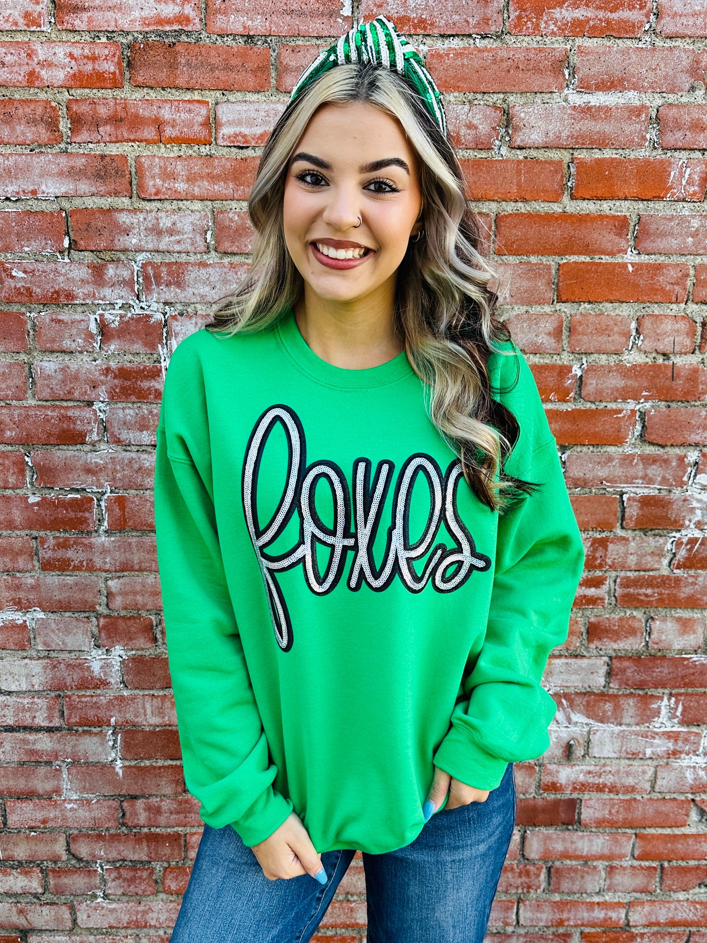 Foxes Sequin Sweatshirt-Harps & Oli-Shop Anchored Bliss Women's Boutique Clothing Store