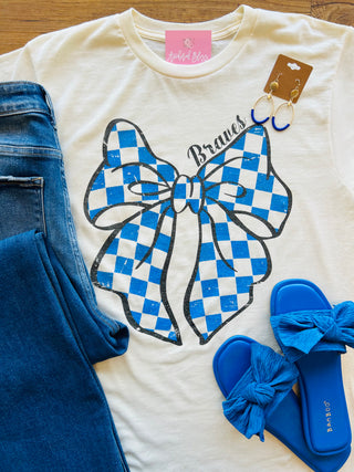 PRE-ORDER Community Braves Checkered Bow Graphic Tee-Harps & Oli-Shop Anchored Bliss Women's Boutique Clothing Store