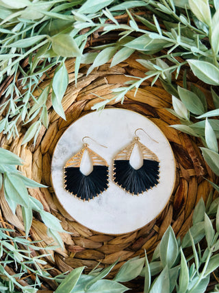 Bethany Raffia Earrings • Black-DMC-Shop Anchored Bliss Women's Boutique Clothing Store