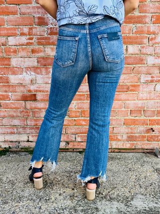 Risen Along the Way Frayed Hem Denim Jeans-Risen-Shop Anchored Bliss Women's Boutique Clothing Store