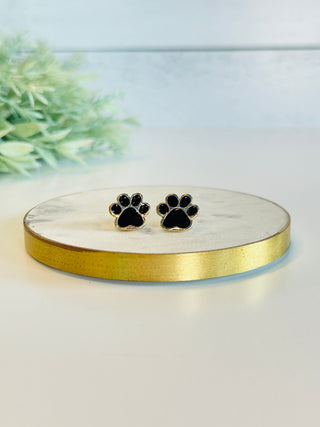 Black & Gold Paw Stud Earrings-SM Style-Shop Anchored Bliss Women's Boutique Clothing Store