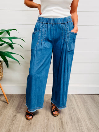 Love Like Ours Wide Leg Cropped Denim Pants-Umgee-Shop Anchored Bliss Women's Boutique Clothing Store