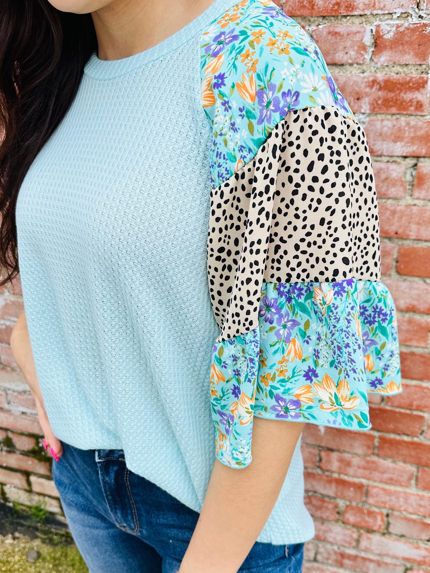 Wild About You Waffle Knit Top • Mint-Ace Trading-Shop Anchored Bliss Women's Boutique Clothing Store