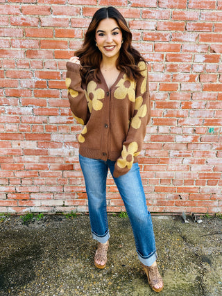 Destined to Bloom Cardigan • Brown-Ace Trading-Shop Anchored Bliss Women's Boutique Clothing Store