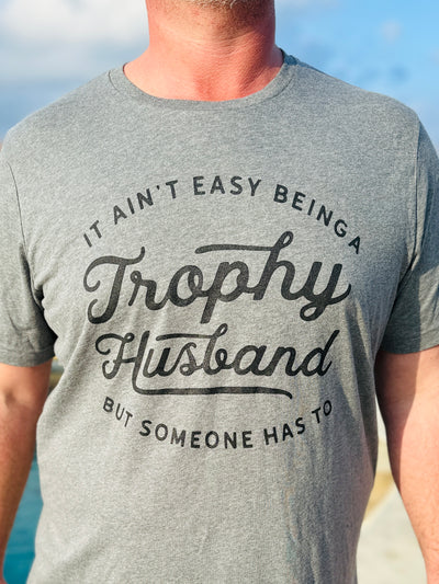 Trophy Husband Graphic Tee • Deep Heather Grey-Harps & Oli-Shop Anchored Bliss Women's Boutique Clothing Store