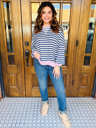 Take Your Chance Striped Pullover Top • Navy-Haptics-Shop Anchored Bliss Women's Boutique Clothing Store