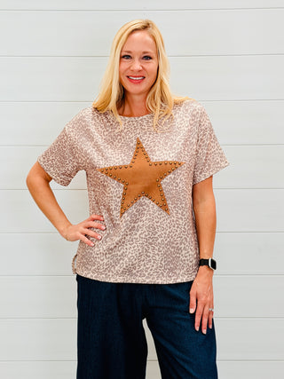 Star of the Show Leopard Print Star Studded Top-Thomas and Co-Shop Anchored Bliss Women's Boutique Clothing Store