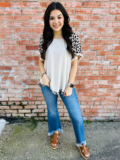 Wildest Dreams Leopard Top • Oatmeal-Umgee-Shop Anchored Bliss Women's Boutique Clothing Store
