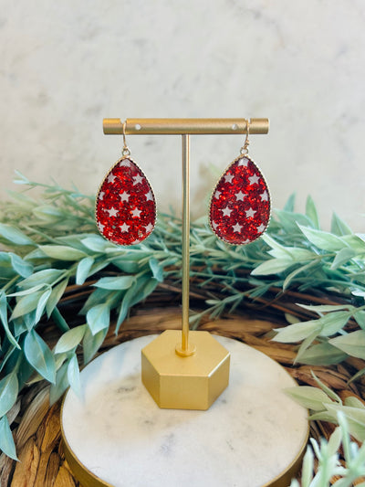 Olivia Patriotic Teardrop Earrings • Red-DMC-Shop Anchored Bliss Women's Boutique Clothing Store