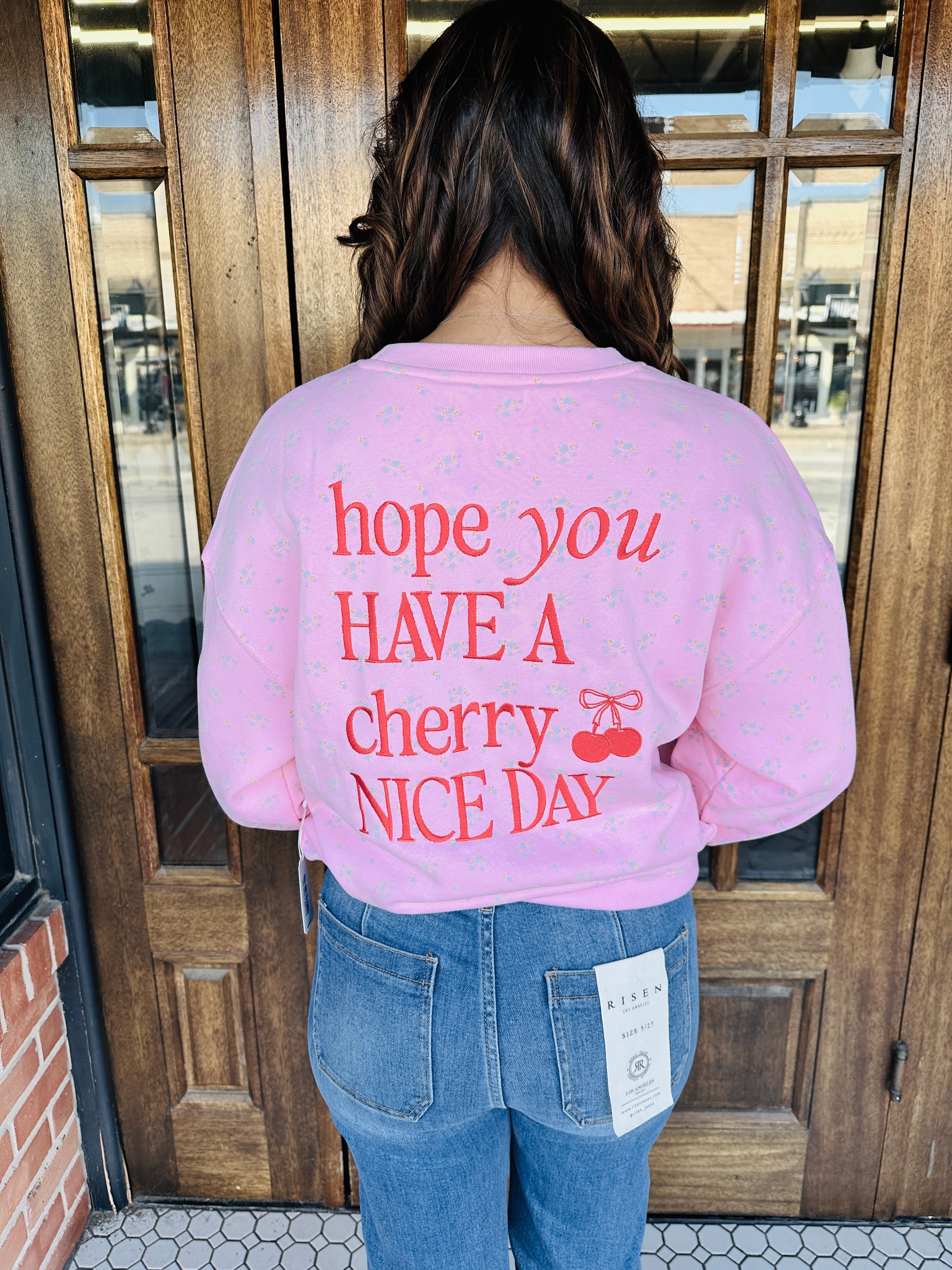 Simply Southern Have a Cherry Nice Day Embroidered Sweatshirt