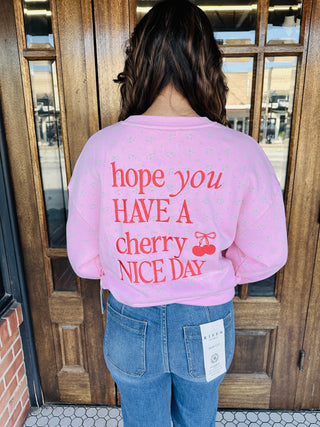 Have a Cherry Nice Day Embroidered Sweatshirt-Simply Southern-Shop Anchored Bliss Women's Boutique Clothing Store