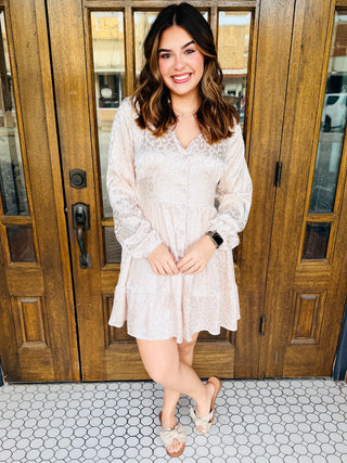 Be With Me Animal Print Button Down Tiered Dress • Eggshell-Stacey Kluttz-Shop Anchored Bliss Women's Boutique Clothing Store