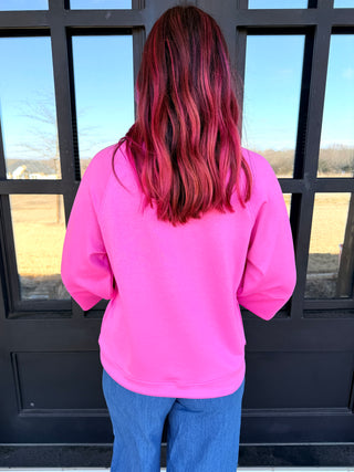 Better Than Before Scuba 3/4 Sleeve Top • Fuchsia-Umgee-Shop Anchored Bliss Women's Boutique Clothing Store